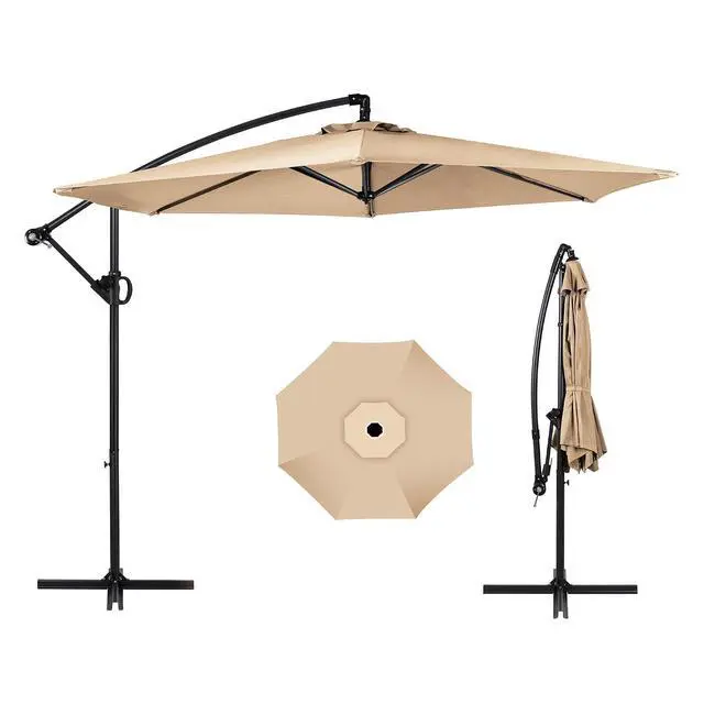Alt view image 7 of 7 - 9FT Outdoor Patio Umbrella, Hanging Outdoor Umbrella Cantilever Offset Market Umbrella w/Easy Tilt Adjustment, Waterproof for Backyard, Poolside, Lawn and Garden