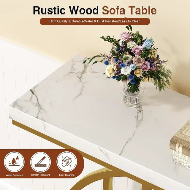 Alt view image 5 of 7 - Console Table with Circle Base, Industrial Narrow Entryway Table with Storage, 4-Tier Wood Sofa Table for Living Room, Hallway, White