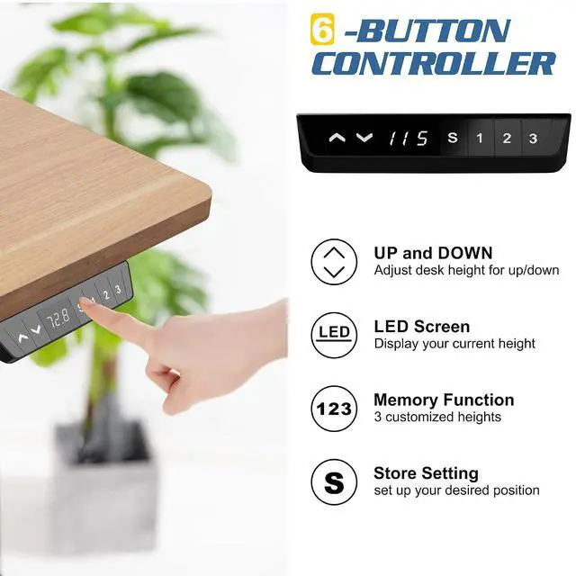 Alt view image 3 of 7 - Height Adjustable Electric Standing Desk, 55 x 24 Inches Home Office Stand Up Table Computer Workstation with Splice Table Board & Memory Controller (White Frame + Maple Desktop)