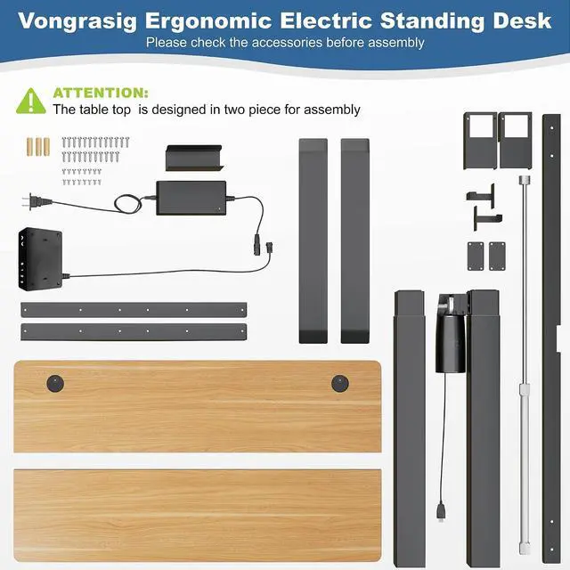 Alt view image 7 of 7 - Height Adjustable Electric Standing Desk, 48 x 24 Inches Home Office Stand Up Table Computer Workstation with Splice Table Board & Memory Controller (Black Frame + Maple Desktop)