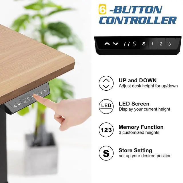 Alt view image 4 of 7 - Height Adjustable Electric Standing Desk, 48 x 24 Inches Home Office Stand Up Table Computer Workstation with Splice Table Board & Memory Controller (Black Frame + Maple Desktop)