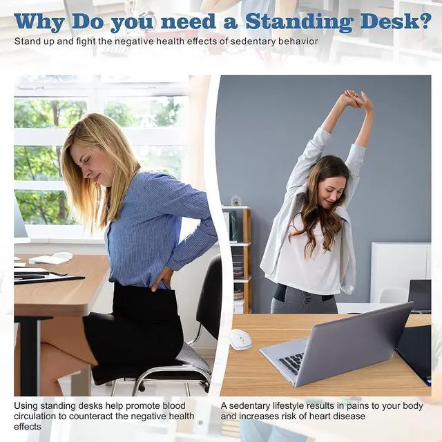 Alt view image 6 of 7 - Electric Height Adjustable Standing Desk, 55 x 24 Inch Sit Stand Desk, Ergonomic Stand Up Home Office Desk Workstation w/Memory Controller, Splice Board & Desk Hooks, Black Frame/Maple Top