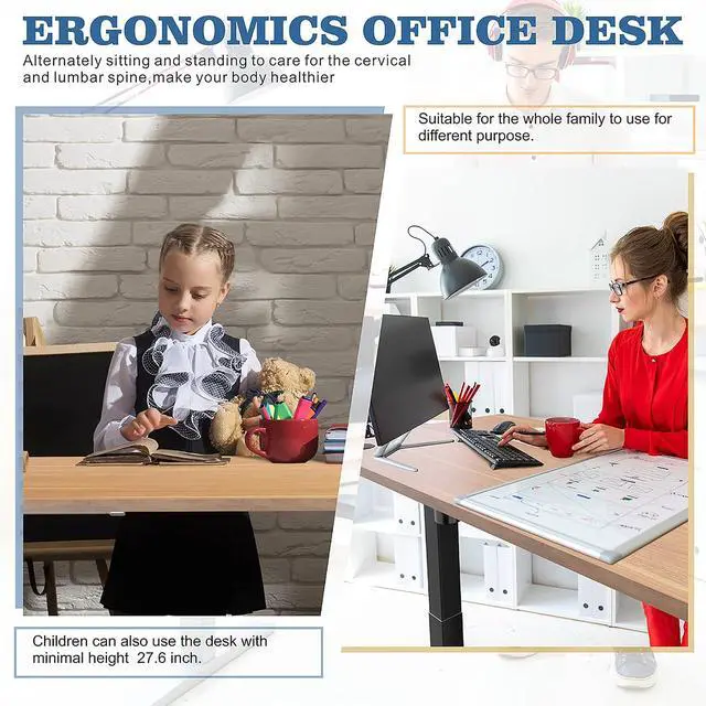 Alt view image 6 of 7 - Height Adjustable Electric Standing Desk, 48 x 24 Inches Home Office Stand Up Table Computer Workstation with Splice Table Board & Memory Controller (Black Frame + Maple Desktop)