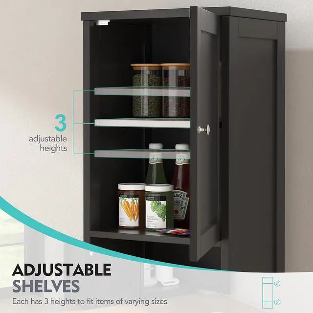 Alt view image 5 of 7 - Tall Bathroom Storage Cabinet, 64H Narrow Storage Unit for Small Spaces, Freestanding Modern Cabinet with Adjustable Shelves for Bathroom, Living Room, Black