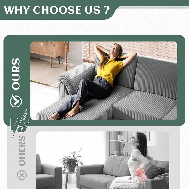 Alt view image 5 of 7 - 79" Convertible Sectional Couch Sofa with Storage Ottoman, 3 Seat L Shaped Couch with Side Storage Pockage, Small Couches for Living Room, Apartment and Small Space (Light Grey)
