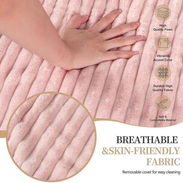 Alt view image 4 of 7 - 105" Boneless Couches for Living Room, Sectional Couches Modular Sofa with L-Shaped Chaise, Memory Foam Comfy Cloud Couch with Plush Corduroy Fabric, No Assembly Required, Pink