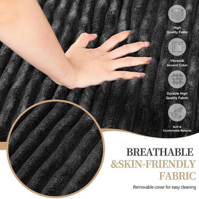 Alt view image 4 of 7 - 105" Boneless Couches for Living Room, Sectional Couches Modular Sofa with L-Shaped Chaise, Memory Foam Comfy Cloud Couch with Plush Corduroy Fabric, No Assembly Required, Black