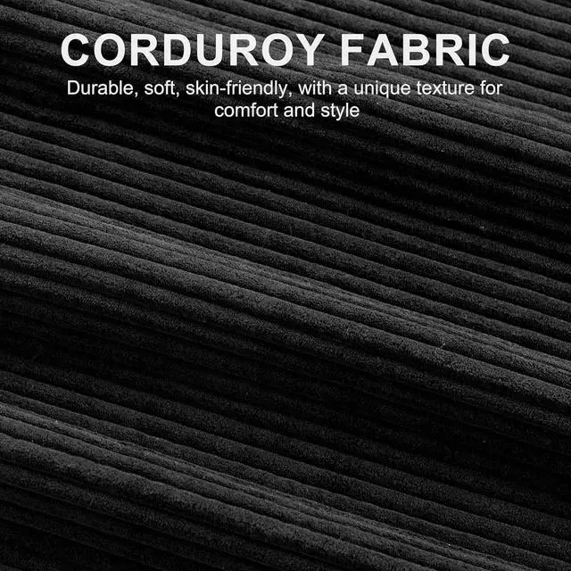 Alt view image 4 of 7 - Convertible Sofa Bed with Storage for Small Space, Black Corduroy | Pull Out Couch with Storage , 77" L-Shaped Sleeper Sofa Bed with Storage Chaise Corduroy Fabric for Living Room, Apartment