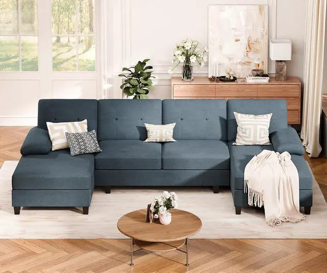 Alt view image 3 of 7 - Sectional Couches for Living Room, U-Shaped Sofa with Chaise, 4-seat Large Sectional Modern Couch for Living Room, Apartment (Gray)