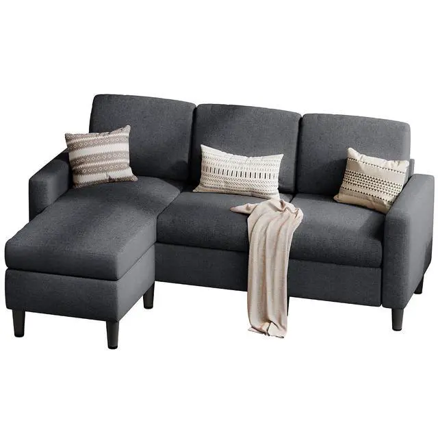 Alt view image 3 of 6 - 73.6" Modular Sectional Sofa, Comfy Cloud Couch with Movable Ottoman Deep Seat L Shaped Modular Sofa, Sectional Couches for Living Room and Apartment, Black