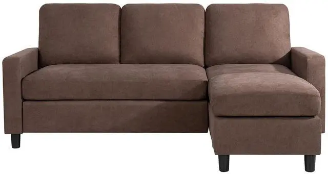 Main image of Convertible Sectional Sofa Couch, L-Shaped Couch with Reversible Chaise, 3-Seater Upholstered Sofa Sectional for Small Space Living Room, Bedroom or Office(Brown)