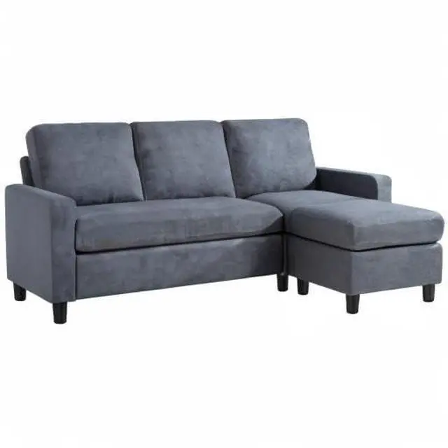 Alt view image 3 of 3 - Convertible Sectional Sofa Couch, L-Shaped Couch with Reversible Chaise, 3-Seater Upholstered Sofa Sectional for Small Space Living Room, Bedroom or Office(Blue Gray)