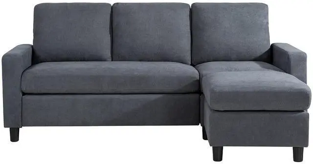 Main image of Convertible Sectional Sofa Couch, L-Shaped Couch with Reversible Chaise, 3-Seater Upholstered Sofa Sectional for Small Space Living Room, Bedroom or Office(Blue Gray)