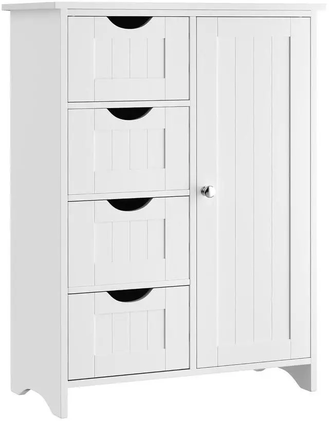 Main image of Bathroom Storage Cabinet, Floor Cabinet with 4 Drawers and 1 Adjustable Shelf, Storage Oragnizer for Living Room, Kitchen, Bathroom (White)