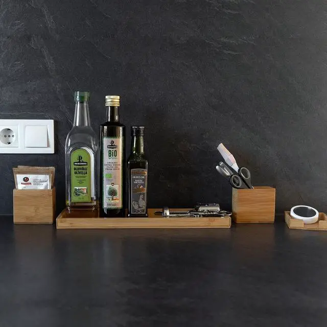 Alt view image 6 of 7 - Bamboo Vanity Tray and Bamboo Dual Monitor Shelf Bundle