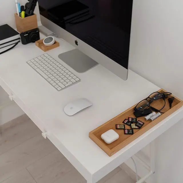 Alt view image 4 of 7 - Bamboo Vanity Tray and Bamboo Dual Monitor Shelf Bundle