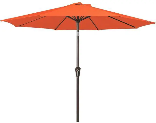 Main image of Outdoor Patio Umbrella 9FT Outdoor Table Umbrella with Push Button Tilt and Crank, Market Umbrellas 8 Sturdy Ribs UV Protection Waterproof for Garden, Deck, Pool (Red Orange)