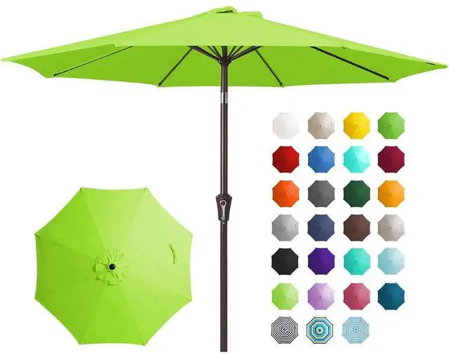 Main image of 9FT Outdoor Patio Umbrella Outdoor Table Umbrella with Push Button Tilt and Crank, Market Umbrella 8 Sturdy Ribs UV Protection Waterproof for Garden, Deck, Backyard, Pool (Apple Green)