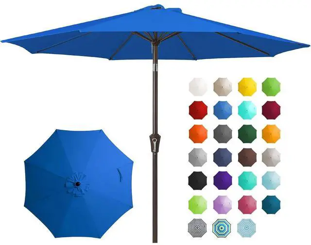 Main image of 9FT Outdoor Patio Umbrella Outdoor Table Umbrella with Push Button Tilt and Crank, Market Umbrella 8 Sturdy Ribs UV Protection Waterproof for Garden, Deck, Backyard, Pool (Royal Blue)