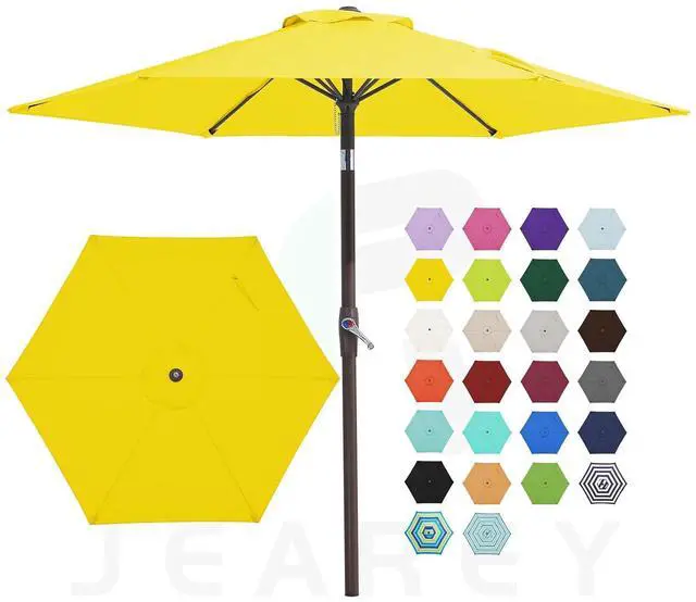 Main image of 7.5FT Patio Umbrella Market Table Umbrella with 6 Sturdy Ribs, Push Button Tilt/Crank Outdoor Umbrella for Garden, Deck, Backyard, Pool and Beach,Yellow