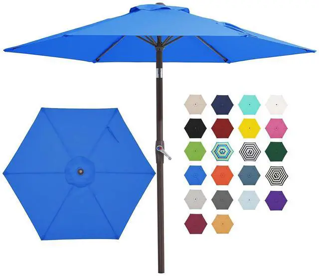 Main image of 7.5FT Patio Umbrella Outdoor Market Umbrella with 6 Sturdy Ribs, Push Button Tilt/Crank Table Umbrella for Garden, Deck, Backyard and Pool, Royal Blue