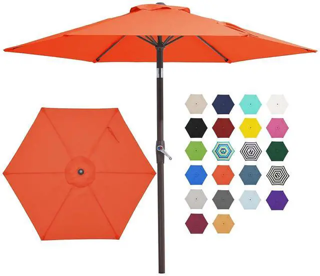 Main image of 7.5FT Patio Umbrella Market Table Umbrella with 6 Sturdy Ribs, Push Button Tilt/Crank Outdoor Umbrella for Garden, Deck, Backyard, Pool and Beach,Orange