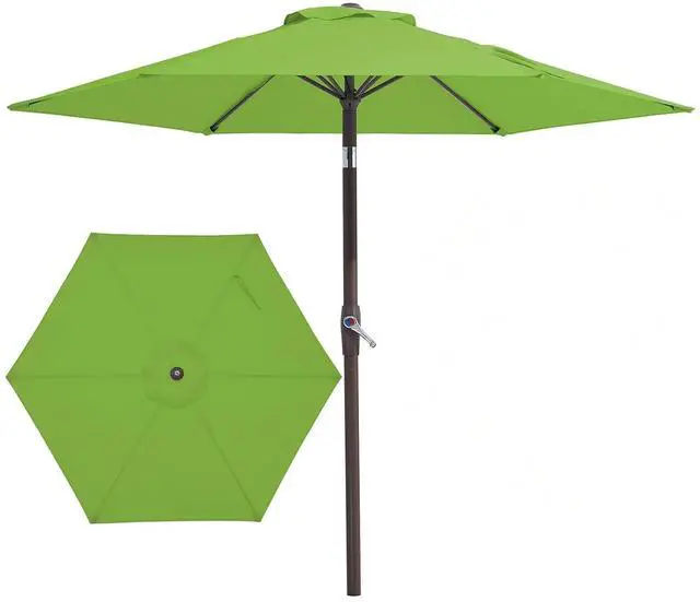 Main image of 7.5FT Patio Umbrella Market Table Umbrella with 6 Sturdy Ribs, Push Button Tilt/Crank Outdoor Umbrella for Garden, Deck, Backyard, Pool and Beach,Grass Green