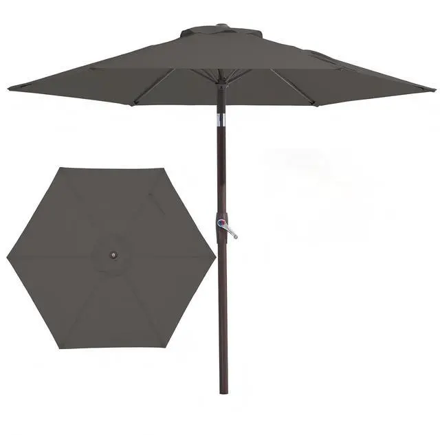 Main image of 7.5FT Patio Umbrella Market Table Umbrella with 6 Sturdy Ribs, Push Button Tilt/Crank Outdoor Umbrella for Garden, Deck, Backyard, Pool and Beach,Gray