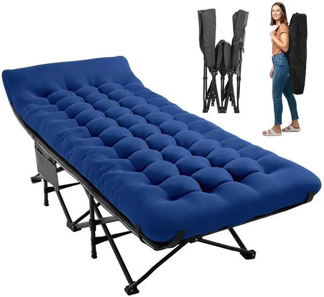 Main image of Camping Cot for Sleeping 28" Extra Wide, Heavy-Duty 1200D Oxford Foliding Cots for Adults Portable with Mattress, Carry Bag for Guest, Travel, Hiking, Navy