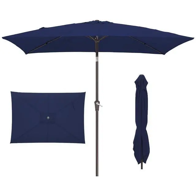 Main image of 6.5x10 ft Rectangular Patio Umbrellas Rectangle Outdoor Umbrella with Push Button Tilt and Crank, Market Table Umbrella 6 Sturdy Ribs UV Protection for Poolside Garden Backyard Deck, Navy