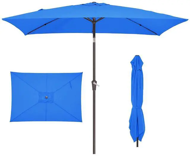 Main image of 6.5x10 ft Rectangular Patio Umbrellas Rectangle Outdoor Umbrella with Push Button Tilt and Crank, Market Table Umbrella 6 Sturdy Ribs UV Protection for Poolside Garden Backyard Deck, Royal Blue