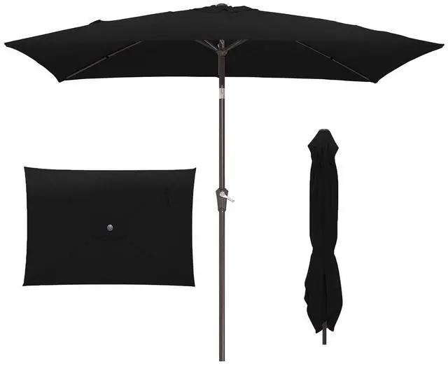 Main image of 6.5x10 ft Rectangular Patio Umbrellas Rectangle Outdoor Umbrella with Push Button Tilt and Crank, Market Table Umbrella 6 Sturdy Ribs UV Protection for Poolside Garden Backyard Deck, Black