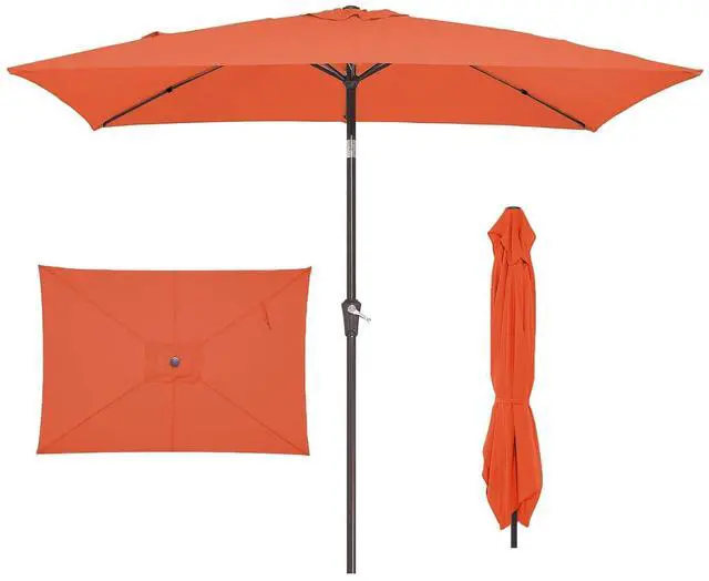Main image of 6.5x10 ft Rectangular Patio Umbrellas Rectangle Outdoor Umbrella with Push Button Tilt and Crank, Market Table Umbrella 6 Sturdy Ribs UV Protection for Poolside Garden Backyard Deck, Orange