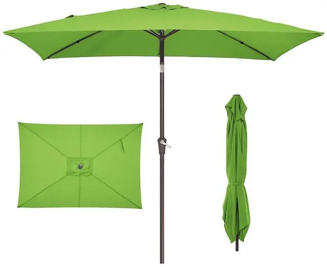 Main image of 6.5x10 ft Rectangular Patio Umbrellas Rectangle Outdoor Umbrella with Push Button Tilt and Crank, Market Table Umbrella 6 Sturdy Ribs UV Protection for Poolside Garden Backyard Deck, Glass Green
