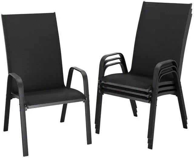 Main image of Patio Dining Chairs Set of 4, Outdoor Stackable Dining Furniture Set, All Weather Dining Set for Poolside,Lawn, Garden, Backyard, Black