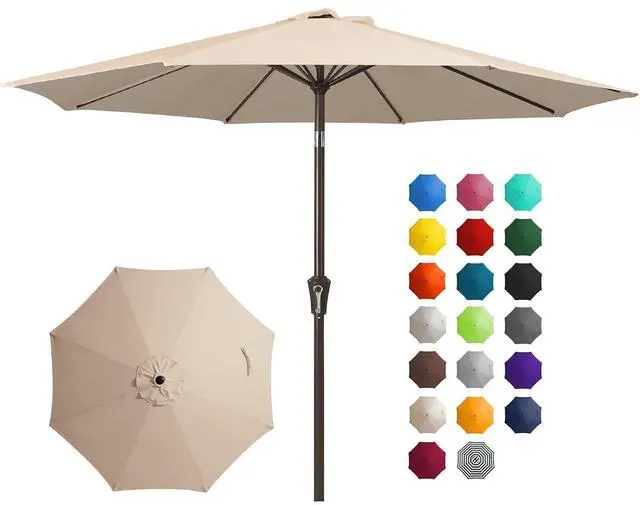 Main image of 10FT Outdoor Patio Umbrella Outdoor Table Umbrella with Push Button Tilt and Crank, Market Umbrella 8 Sturdy Ribs UV Protection Waterproof for Pool, Garden (Beige)