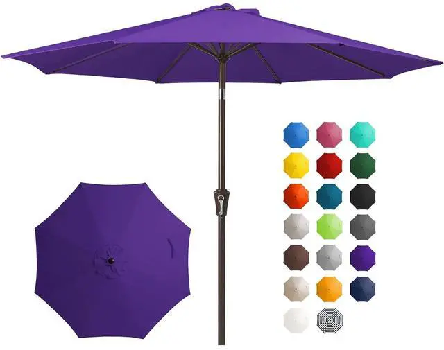 Main image of 10FT Outdoor Patio Umbrella Outdoor Table Umbrella with Push Button Tilt and Crank, Market Umbrella 8 Sturdy Ribs UV Protection Waterproof for Pool, Garden (Dark Purple)