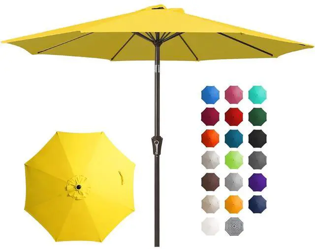Main image of 10FT Outdoor Patio Umbrella Outdoor Table Umbrella with Push Button Tilt and Crank, Market Umbrella 8 Sturdy Ribs UV Protection Waterproof for Pool, Garden (Yellow)