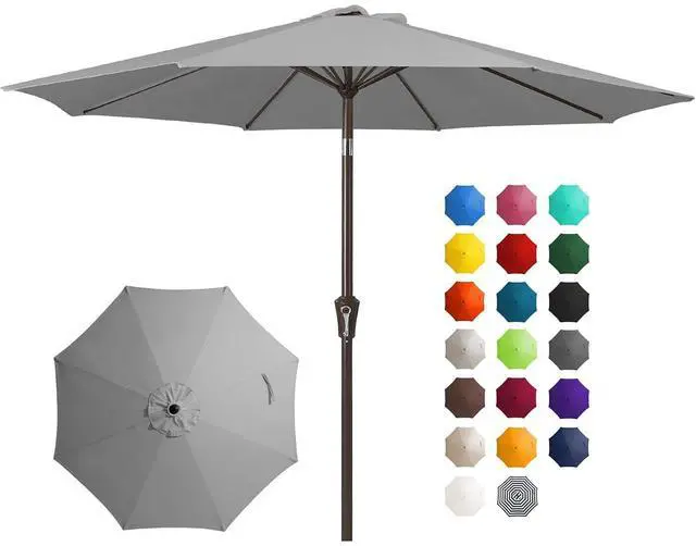 Main image of 10FT Outdoor Patio Umbrella Outdoor Table Umbrella with Push Button Tilt and Crank, Market Umbrella 8 Sturdy Ribs UV Protection Waterproof for Pool, Garden (Light Gray)