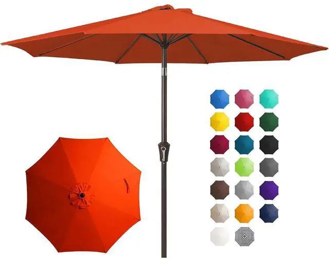 Main image of 10FT Outdoor Patio Umbrella Outdoor Table Umbrella with Push Button Tilt and Crank, Market Umbrella 8 Sturdy Ribs UV Protection Waterproof for Pool, Garden (Orange)