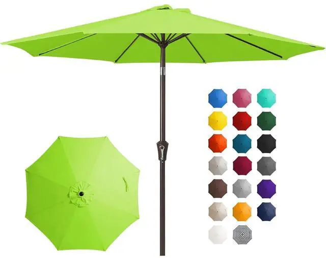 Main image of 10FT Outdoor Patio Umbrella Outdoor Table Umbrella with Push Button Tilt and Crank, Market Umbrella 8 Sturdy Ribs UV Protection Waterproof for Pool, Garden (Apple Green)