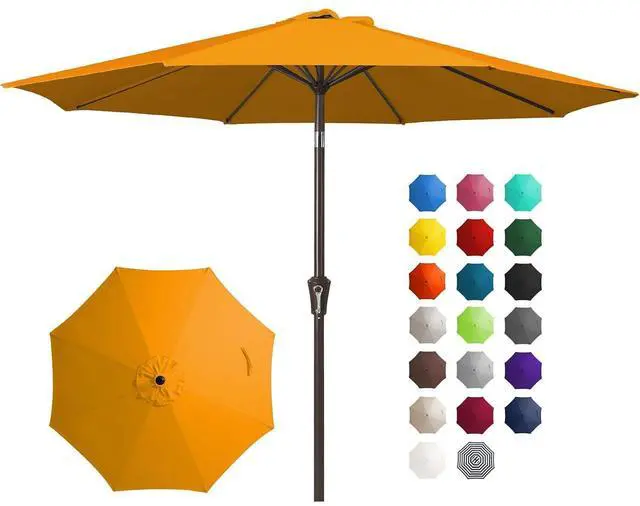 Main image of 10FT Outdoor Patio Umbrella Outdoor Table Umbrella with Push Button Tilt and Crank, Market Umbrella 8 Sturdy Ribs UV Protection Waterproof for Pool, Garden (Light Orange)