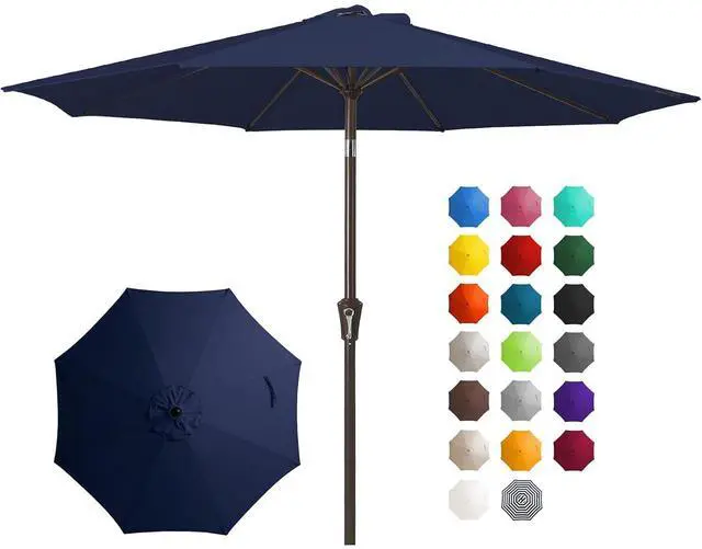Main image of 10FT Outdoor Patio Umbrella Outdoor Table Umbrella with Push Button Tilt and Crank, Market Umbrella 8 Sturdy Ribs UV Protection Waterproof for Pool, Garden (Navy)