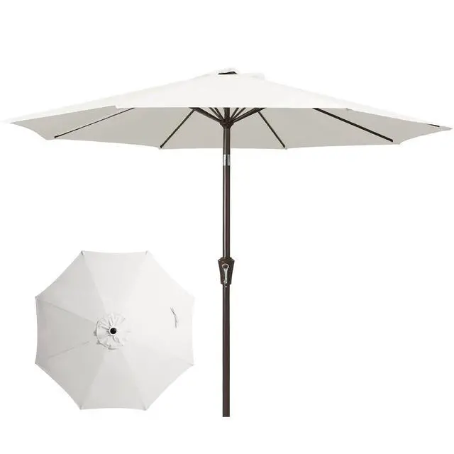 Main image of 10FT Patio Umbrellas Outdoor Table Umbrella with Push Button Tilt and Crank, Market Umbrella 8 Sturdy Ribs UV Protection Waterproof for Pool, Garden (White)
