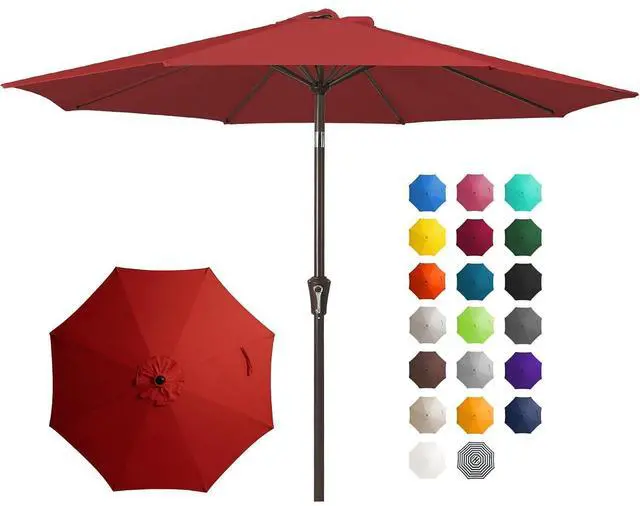 Main image of 10FT Outdoor Patio Umbrella Outdoor Table Umbrella with Push Button Tilt and Crank, Market Umbrella 8 Sturdy Ribs UV Protection Waterproof for Pool, Garden (Light Red)