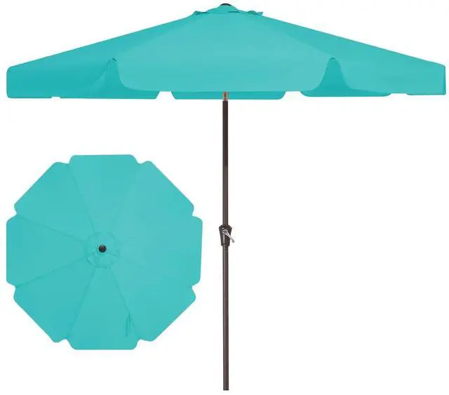Main image of 9 FT Patio Umbrella Outdoor, Table Umbrellas Market Umbrella w/Push Button Tilt/Crank, 8 Sturdy Ribs(Teal)