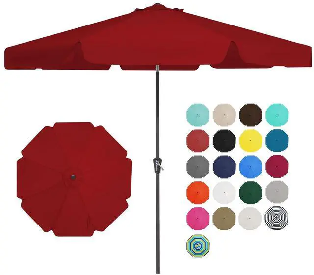 Main image of 9 FT Patio Umbrella Outdoor, Table Umbrellas Market Umbrella w/Push Button Tilt/Crank, 8 Sturdy Ribs(Red)