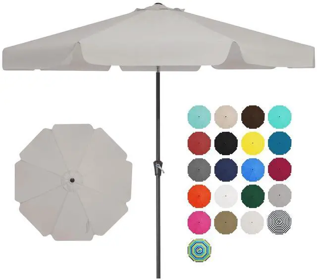 Main image of 9 FT Patio Umbrella Outdoor, Table Umbrellas Market Umbrella w/Push Button Tilt/Crank, 8 Sturdy Ribs(Fog Gray)