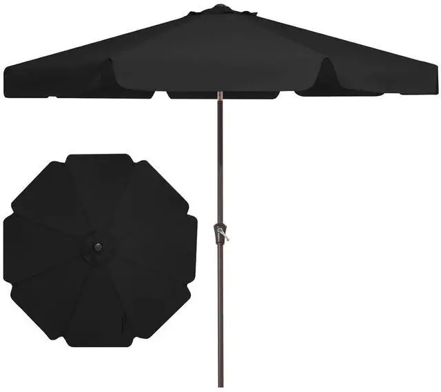 Main image of 9 FT Patio Umbrella Outdoor, Table Umbrellas Market Umbrella w/Push Button Tilt/Crank, 8 Sturdy Ribs(black)