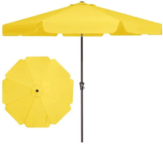 Main image of 9 FT Patio Umbrella Outdoor, Table Umbrellas Market Umbrella w/Push Button Tilt/Crank, 8 Sturdy Ribs(Yellow)